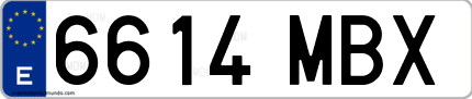 Ejemplo de matrícula de coche ordinaria 6614 MBX