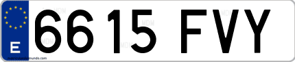 Ejemplo de matrícula de coche ordinaria 6615 FVY