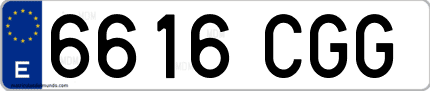 Ejemplo de matrícula de coche ordinaria 6616 CGG