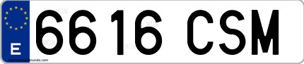 Ejemplo de matrícula de coche ordinaria 6616 CSM