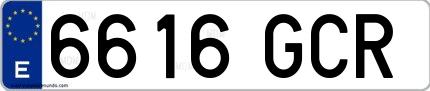 Ejemplo de matrícula española 6616 GCR