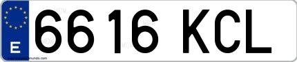 Ejemplo de matrícula española 6616 KCL