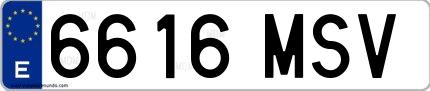 Ejemplo de matrícula española 6616 MSV