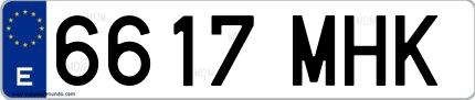 Ejemplo de matrícula española 6617 MHK