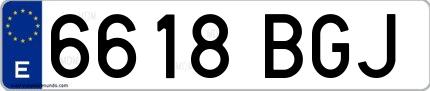 Ejemplo de matrícula española 6618 BGJ