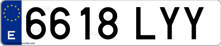 Ejemplo de matrícula de coche ordinaria 6618 LYY
