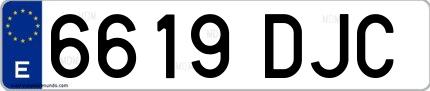 Ejemplo de matrícula española 6619 DJC