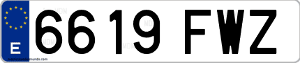 Ejemplo de matrícula de coche ordinaria 6619 FWZ