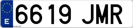 Ejemplo de matrícula española 6619 JMR