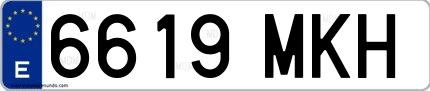 Ejemplo de matrícula española 6619 MKH