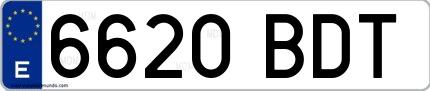Ejemplo de matrícula española 6620 BDT