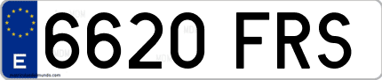 Ejemplo de matrícula de coche ordinaria 6620 FRS