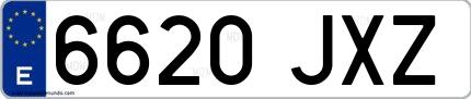 Ejemplo de matrícula española 6620 JXZ