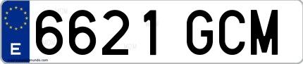 Ejemplo de matrícula española 6621 GCM
