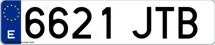 Ejemplo de matrícula española 6621 JTB