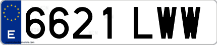 Ejemplo de matrícula de coche ordinaria 6621 LWW