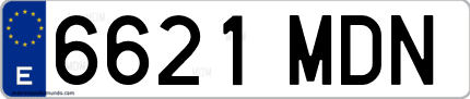 Ejemplo de matrícula de coche ordinaria 6621 MDN
