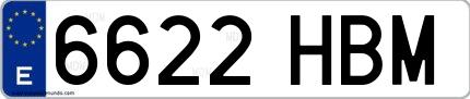 Ejemplo de matrícula española 6622 HBM