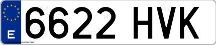 Ejemplo de matrícula española 6622 HVK