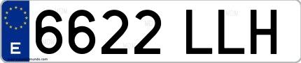 Ejemplo de matrícula española 6622 LLH