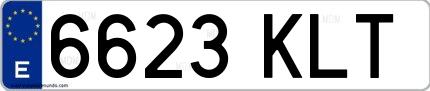 Ejemplo de matrícula española 6623 KLT