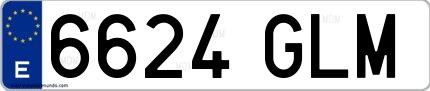 Ejemplo de matrícula de coche ordinaria 6624 GLM