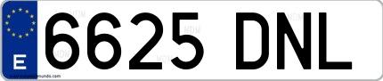 Ejemplo de matrícula española 6625 DNL