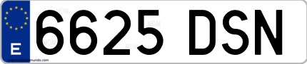 Ejemplo de matrícula de coche ordinaria 6625 DSN