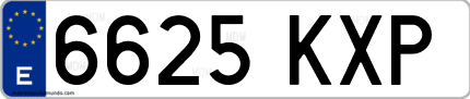 Ejemplo de matrícula de coche ordinaria 6625 KXP