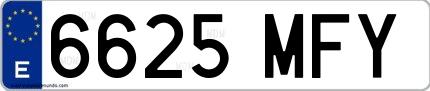 Ejemplo de matrícula española 6625 MFY