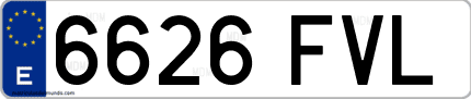 Ejemplo de matrícula de coche ordinaria 6626 FVL