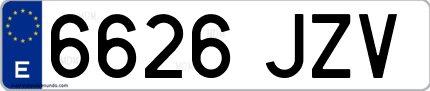 Ejemplo de matrícula de coche ordinaria 6626 JZV