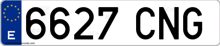Ejemplo de matrícula de coche ordinaria 6627 CNG