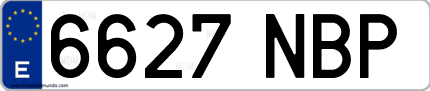 Ejemplo de matrícula de coche ordinaria 6627 NBP