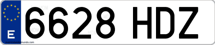 Ejemplo de matrícula de coche ordinaria 6628 HDZ