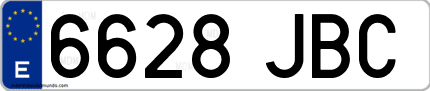 Ejemplo de matrícula de coche ordinaria 6628 JBC