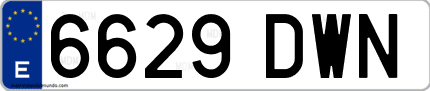 Ejemplo de matrícula de coche ordinaria 6629 DWN