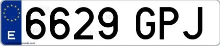 Ejemplo de matrícula española 6629 GPJ