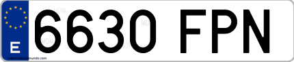 Ejemplo de matrícula de coche ordinaria 6630 FPN