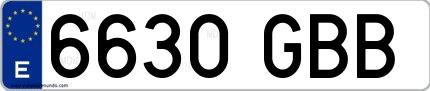 Ejemplo de matrícula española 6630 GBB