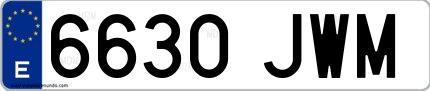 Ejemplo de matrícula española 6630 JWM