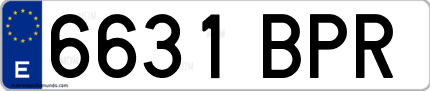 Ejemplo de matrícula de coche ordinaria 6631 BPR