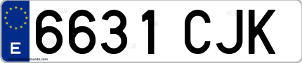 Ejemplo de matrícula de coche ordinaria 6631 CJK