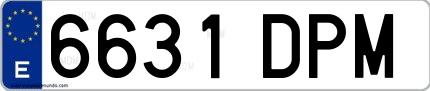 Ejemplo de matrícula española 6631 DPM
