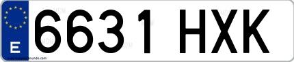 Ejemplo de matrícula española 6631 HXK
