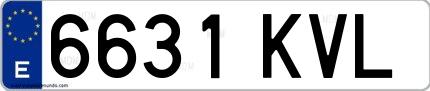 Ejemplo de matrícula de coche ordinaria 6631 KVL