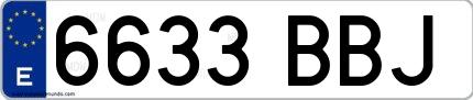 Ejemplo de matrícula española 6633 BBJ