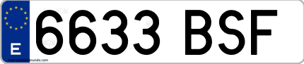 Ejemplo de matrícula de coche ordinaria 6633 BSF