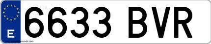 Ejemplo de matrícula española 6633 BVR