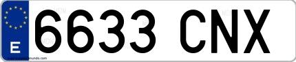 Ejemplo de matrícula española 6633 CNX